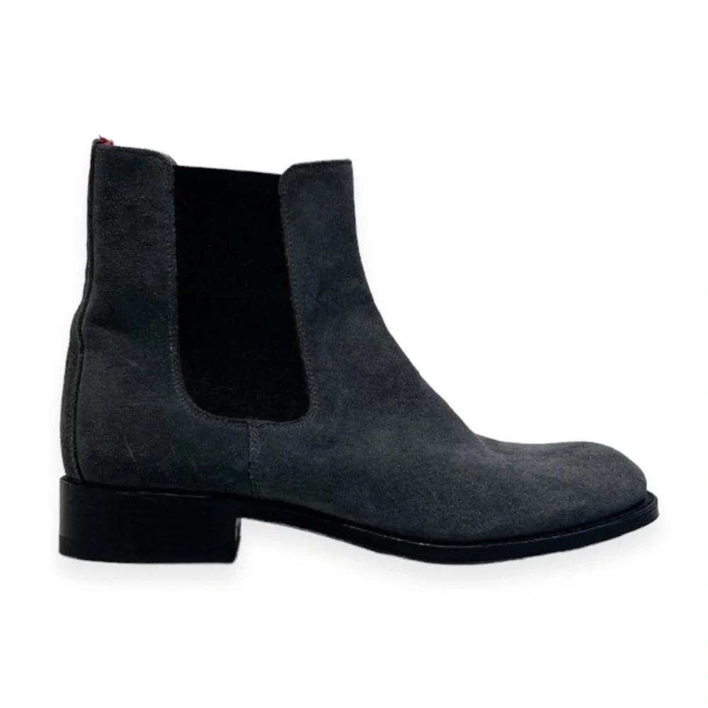 Paul Warmer Gray Suede Leather Designer Classic Chelsea Boots 37